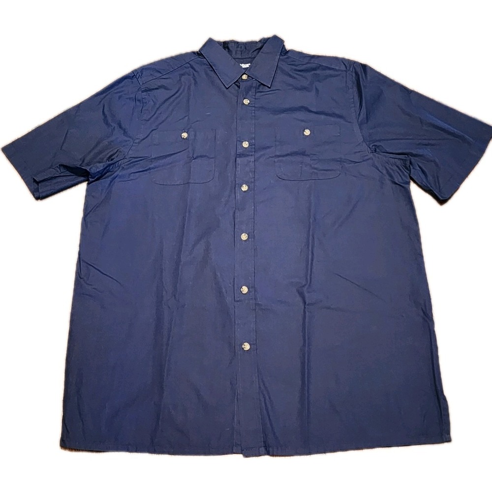 KingSize Men's Dress Shirt, Size XLT Tall, Navy Blue, Short Sleeve, Button Down